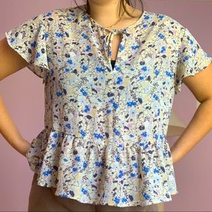 Short Sleeve Floral Flowy Blouse